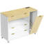 Îlot de cuisine roulant avec armoire à poubelle coulissante, prise de courant, 3 tiroirs, chariot de cuisine mobile sur roulettes pour la cuisine