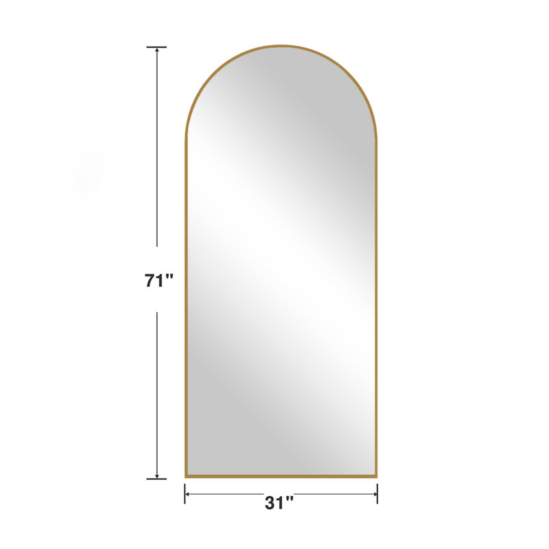 Large Arch Mirror Full Length Wall Mirror, Gold, 71" x 31"