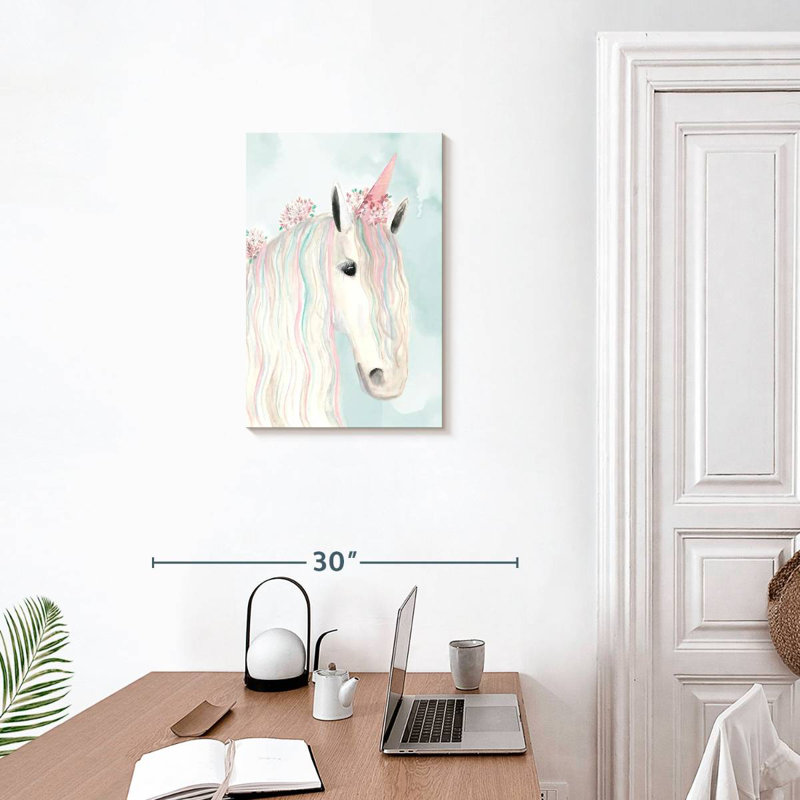 Ashelle, licorne, fleurs, H 24 po x l 16 po