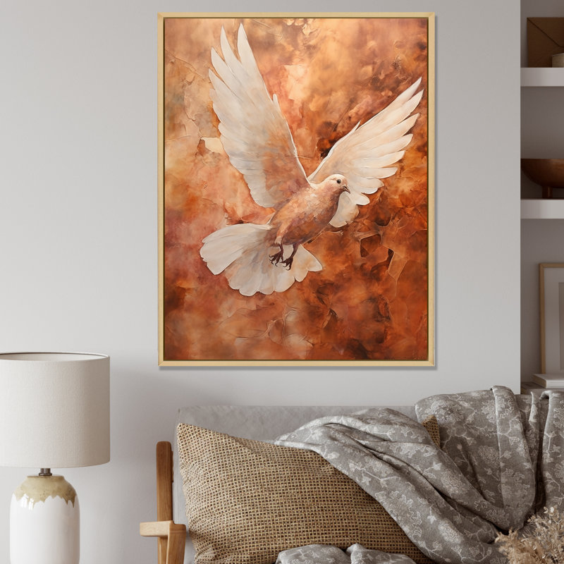 Cerulean Calm Graceful Dove III sur toile, Cadre naturel flottant, H 44 po x l 34 po x P 1,5 po