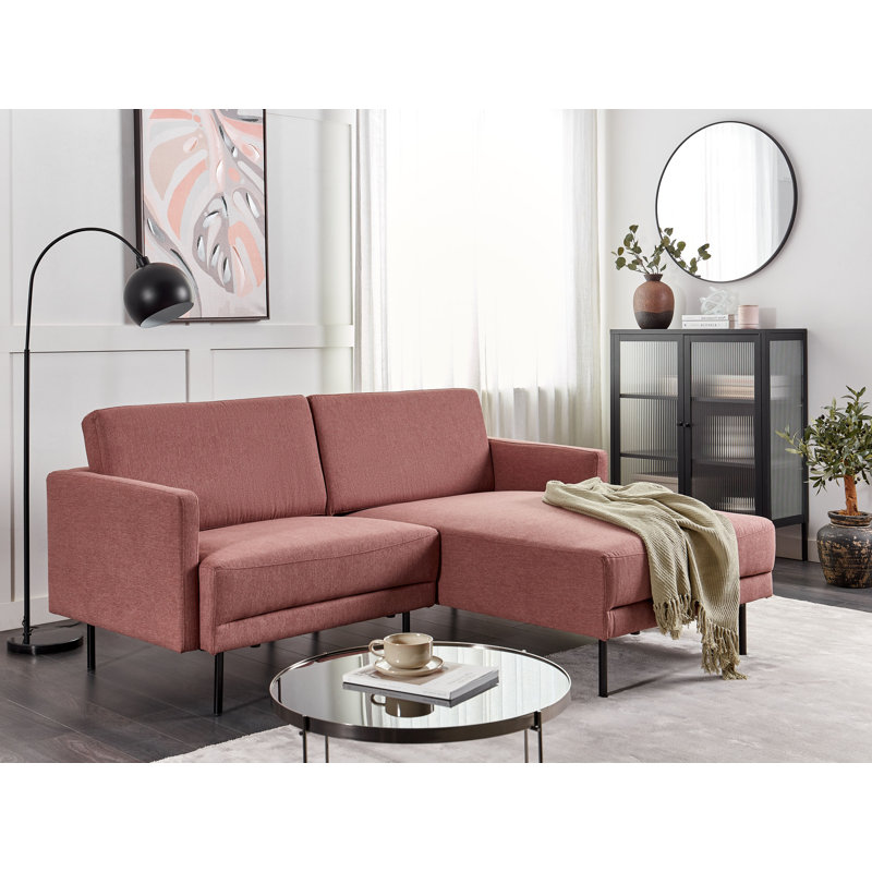 Qwanell 2 Seater Corner Sofa , Pink Polyester