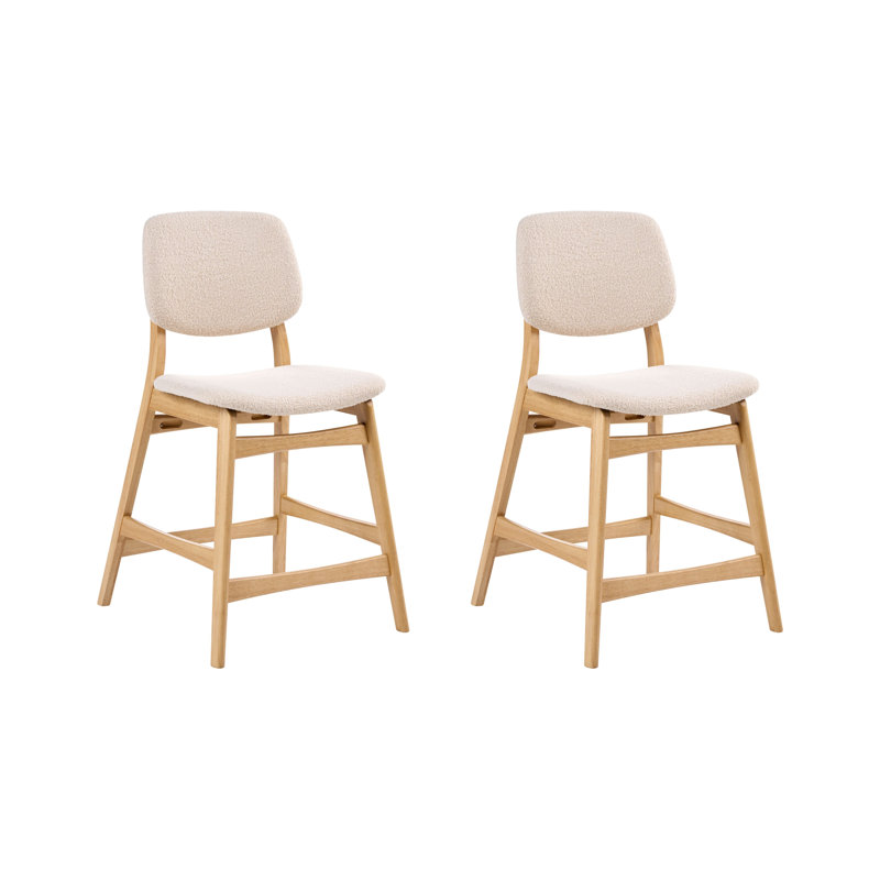 Upholstered Counter Stool with Solid Wood Frame