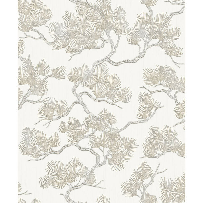 Rouleau de papier peint hollandais - L 33 po x l 21 po, Argent / blanc