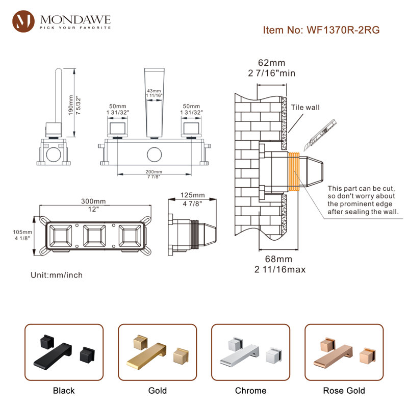 2-handle Bathroom Faucet, Rose Gold