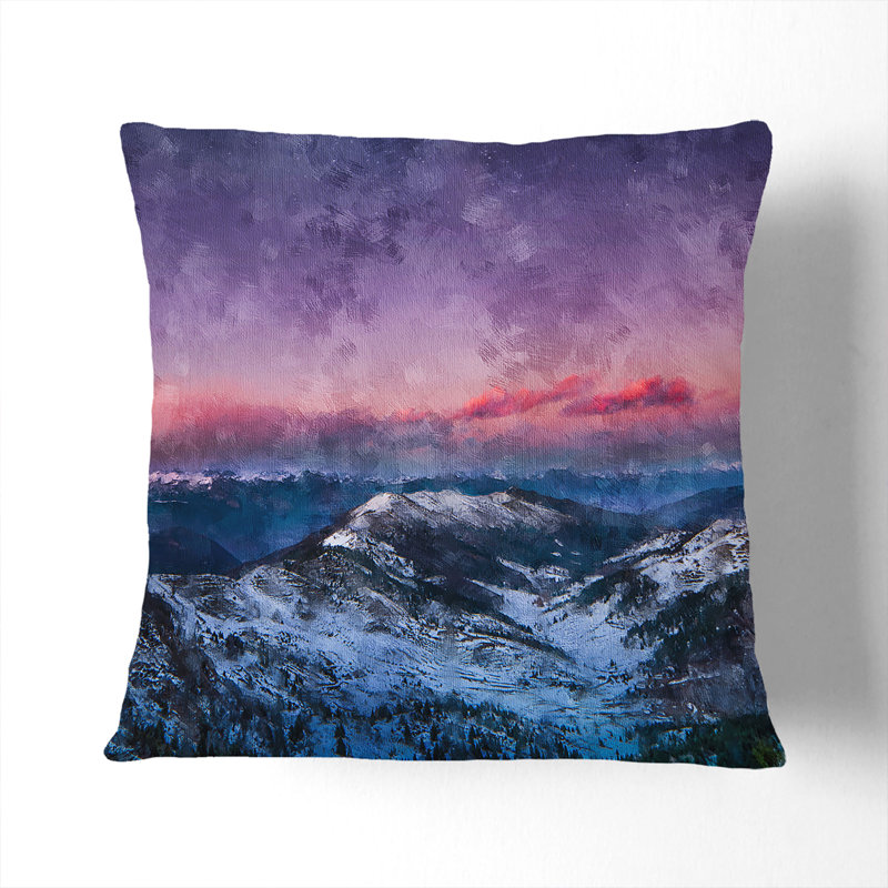 Mountain Peaks in the Dolomites Italy Cushion with Filling, 55cm H x 55cm W x 20cm D, White