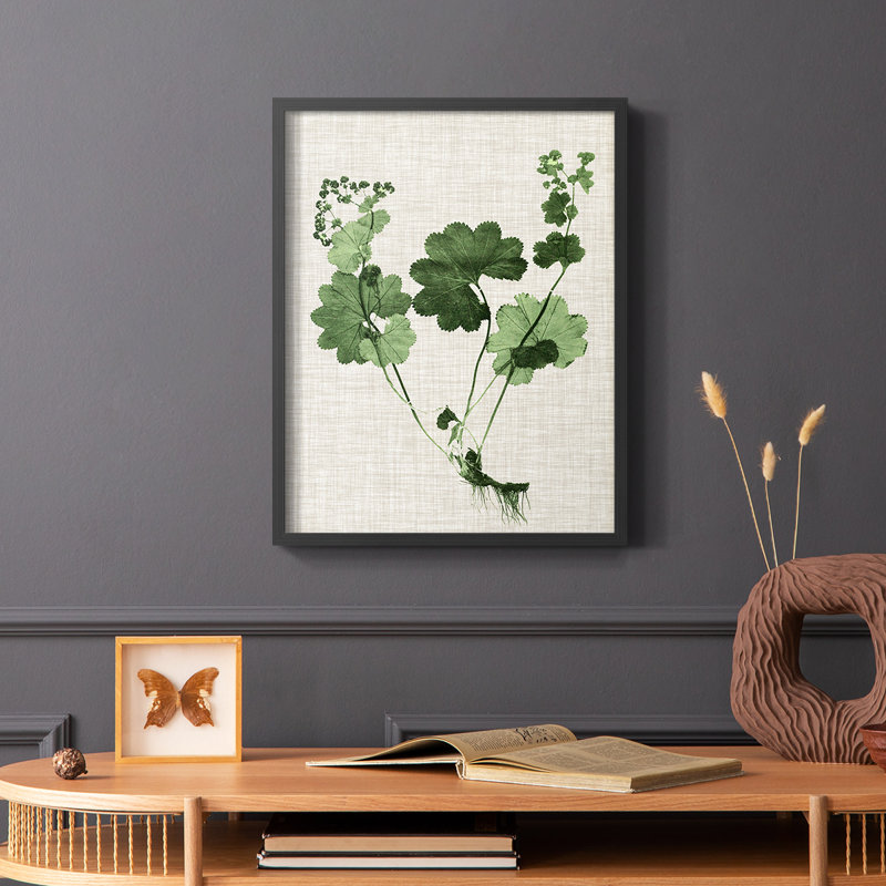 «Forest Foliage on Linen I», reproduction encadrée - bois massif, Noir, H 20 po x l 16 po