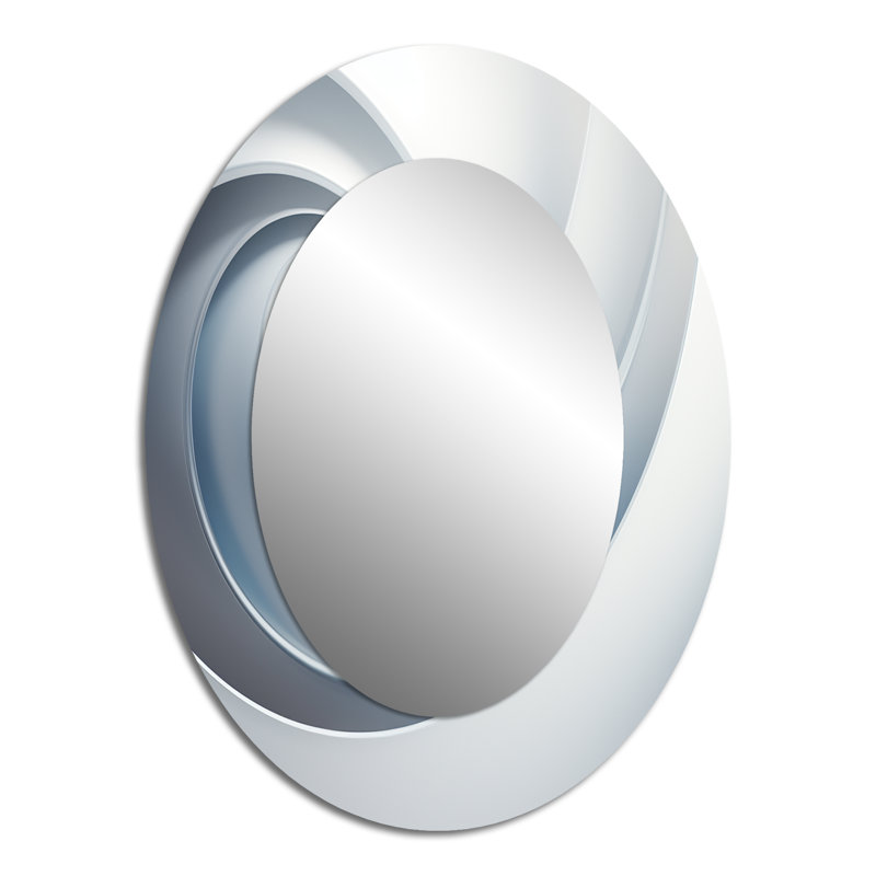 Miroir mural blanc en forme d'orbite blanche, 40 po x 30 po