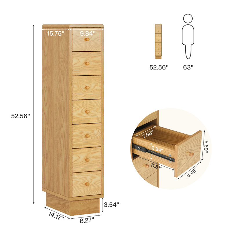 7-Drawer Slim Storage Cabinet, Set of 2