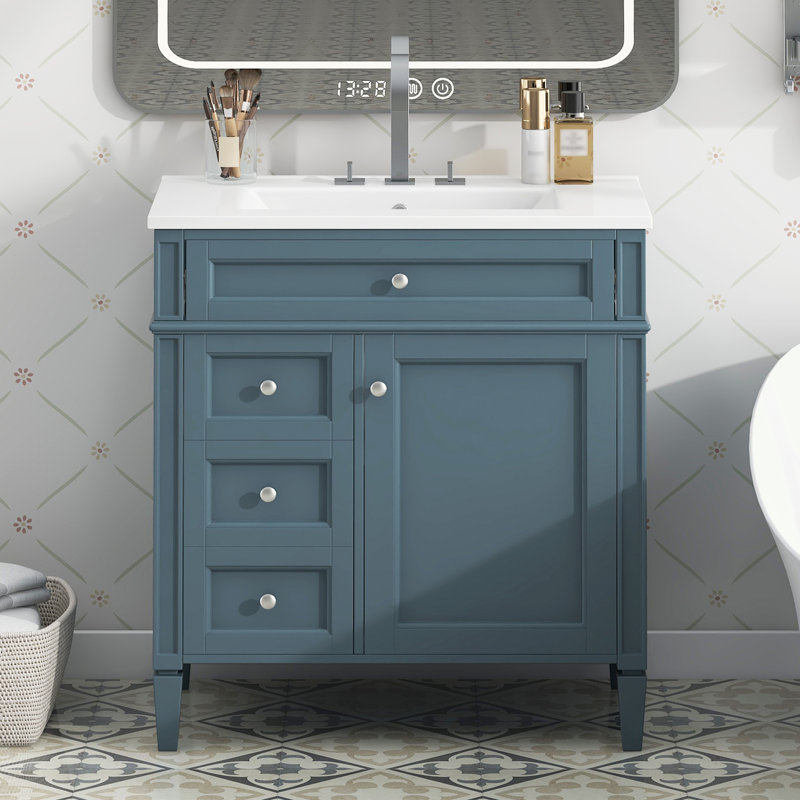 Rangement pour salle de bain Pollark, Bleu clair