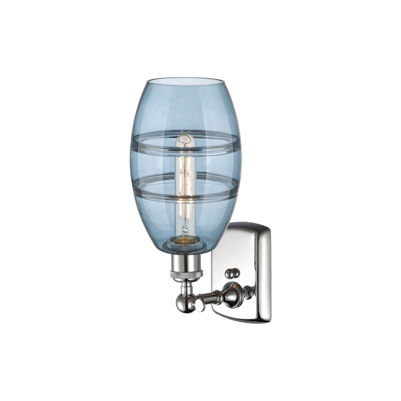 Applique murale en acier Bettylou, Chrome poli, H 9,13 po x l 5,88 po x P 7,06 po, Bleu princesse
