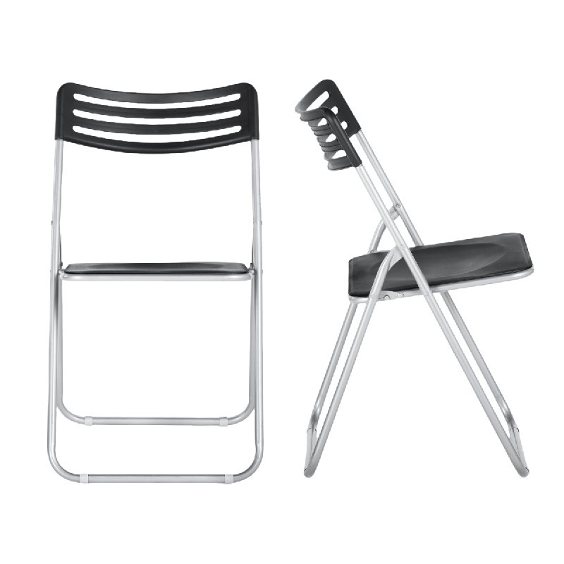 Plastic Stackable Folding Chair Folding Chair Set, Black/Silver