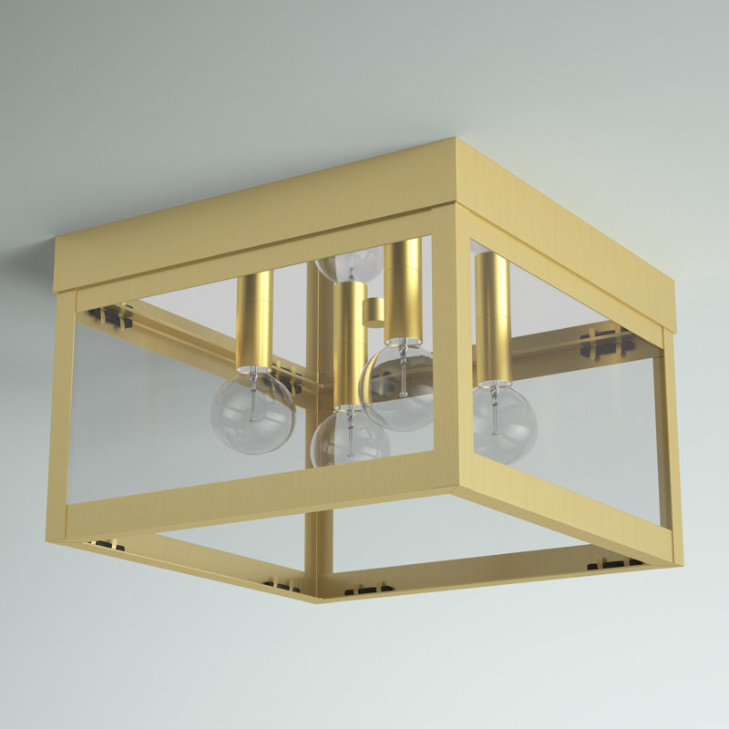 Bartek 4 - Bulb Outdoor Flush Mount, Satin Brass