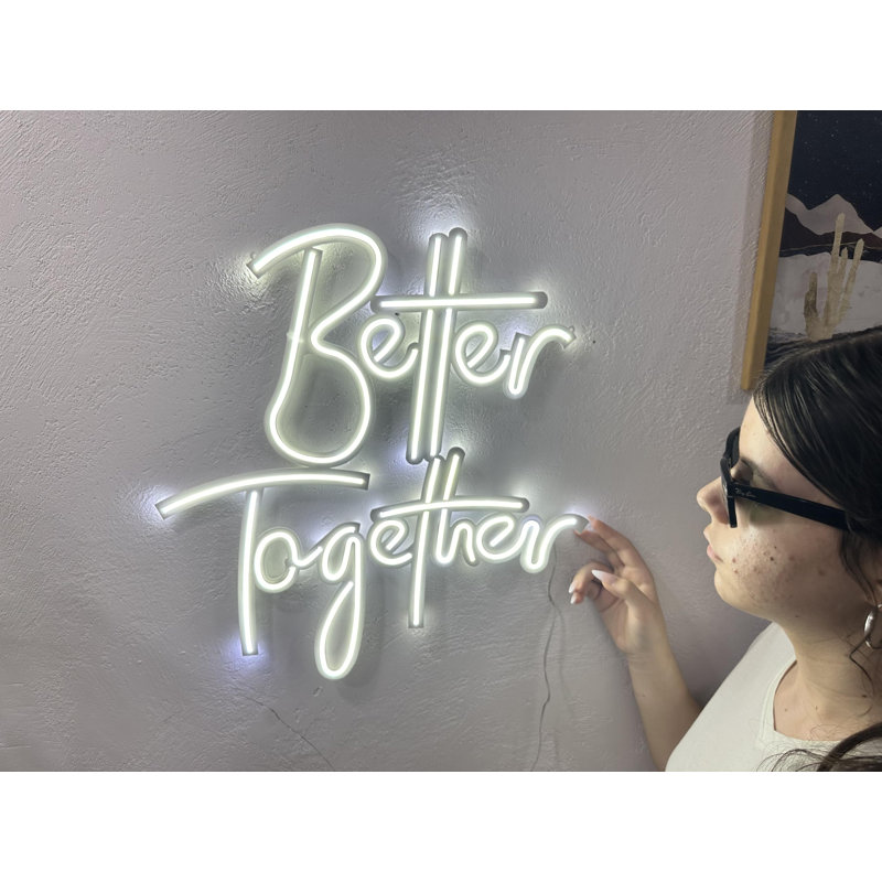 Enseigne néon en métal Better Together, enseigne au néon de mariage, enseigne au néon en toile de fond, cadeaux personnalisés, enseigne à DEL de fiançailles, enseigne à DEL (sans télécommande)