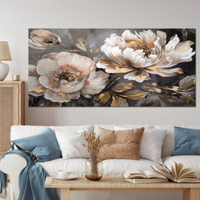 White Grey Peony Blooms In Motion IV - Peonies Framed Art