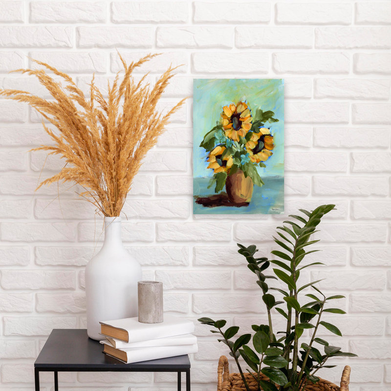 Art contemporain contemporain, art mural tournesol abstrait moderne, H 18 po x l 12 po