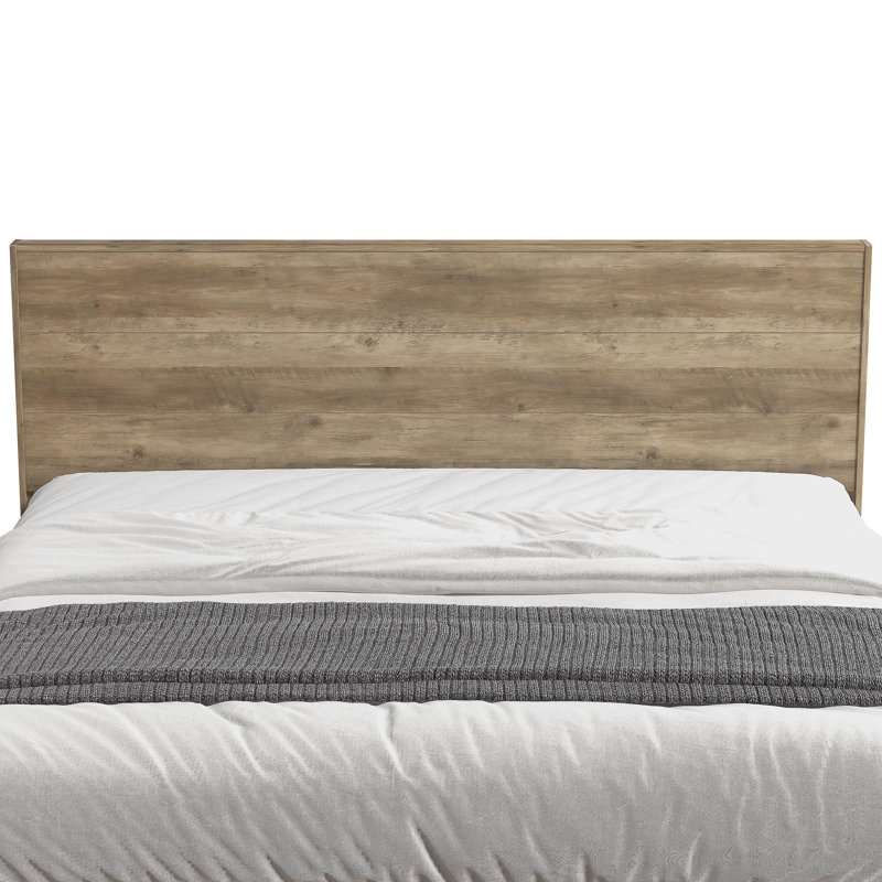 Allyannah Levison Platform Bed With Headboard, King, Knotty Oak