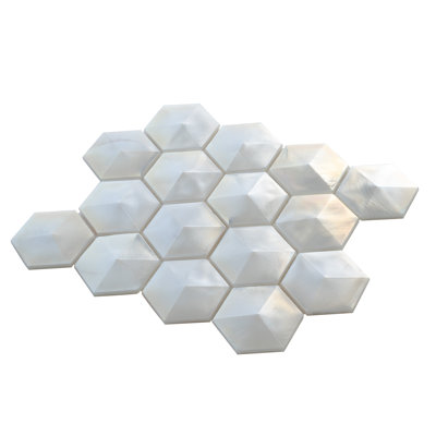 Brila 12x10 in. White Glossy Glass Hexagon Wall Tile (4.26 sq ft/case, 5-Pack)