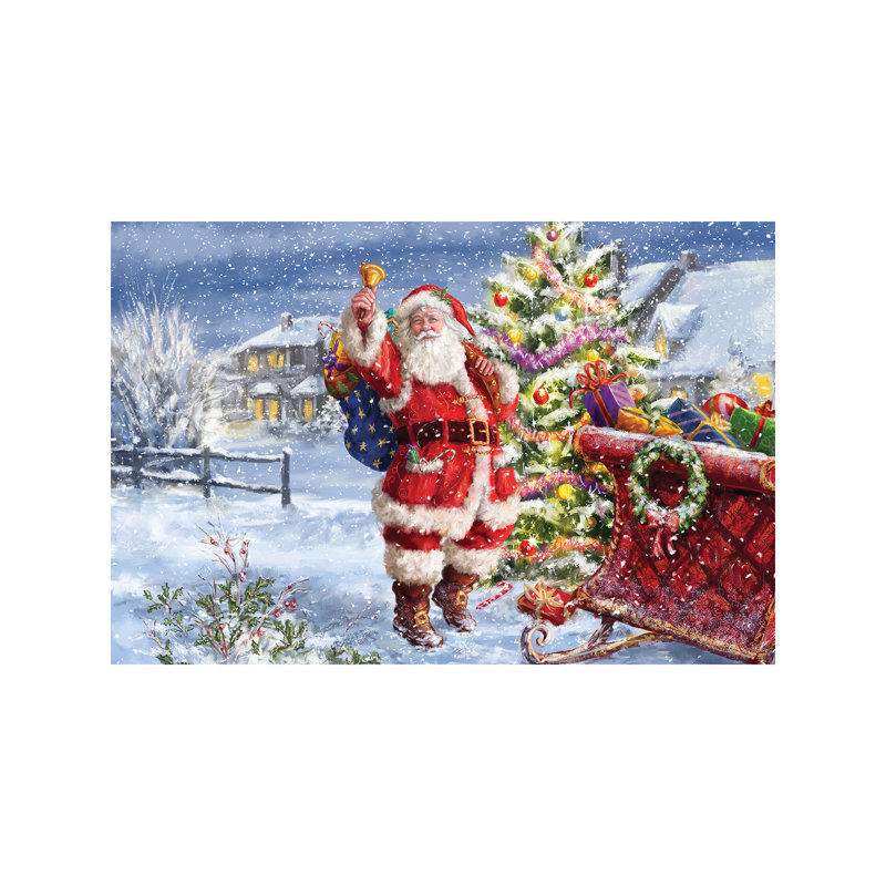 Santa Ringing Bell With Sleigh by Marcello Corti - Wrapped Canvas Print, 66.04 cm H x 45.72 cm W x 1.91 cm D