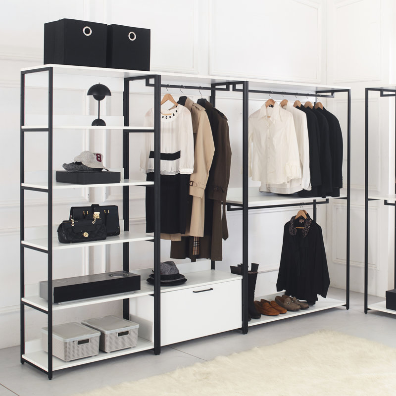 Garde-robe autoportante blanche en bois - 2 fois plus épaisse, causant des dégâts d'eau, cadre intérieur spacieux en métal, rangement très profond et chaleur, planche Scratch Stain E0
