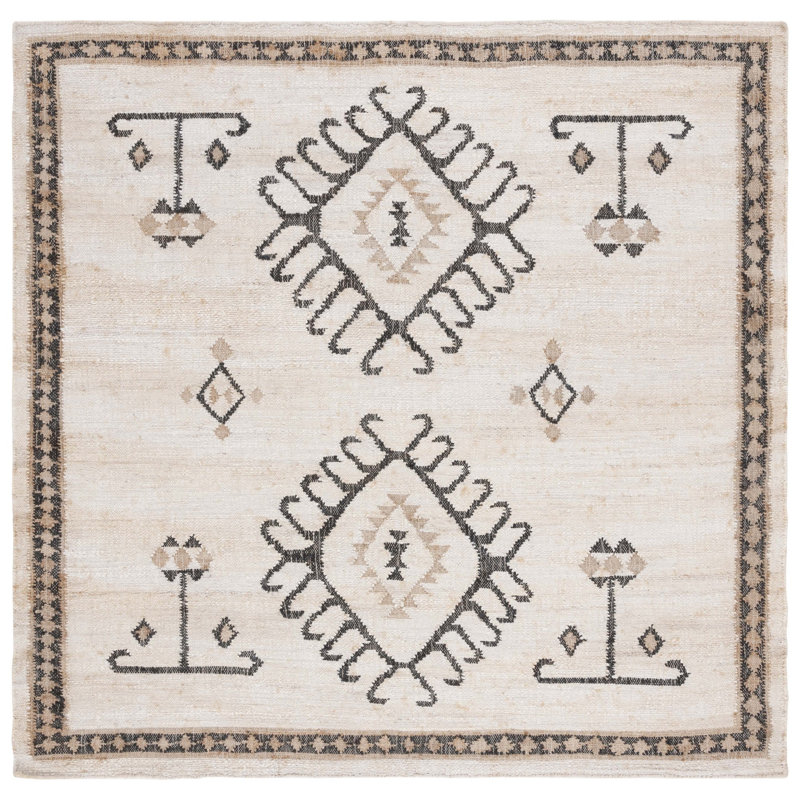 Kalinka Flat Weave Jute Southwestern Rug, Square 3'