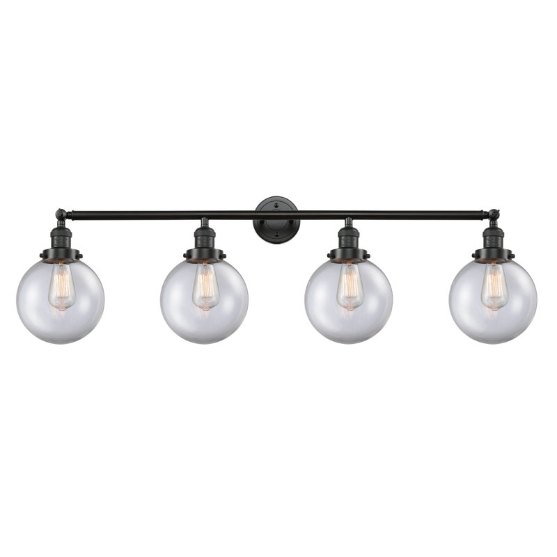Éclairage pour salle de bain 4 lumières Clementina, Ampoule incandescente rétro de 60 watts, Transparent, Cuivre antique