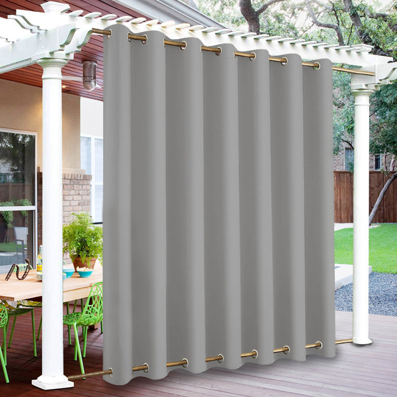 Outdoor Blackout Curtain Single Panel, 100" W x 84" L, Gray