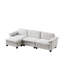 Canapé modulaire 3 places avec repose-pieds en chenille beige et structure en bois massif-642757324-642757323