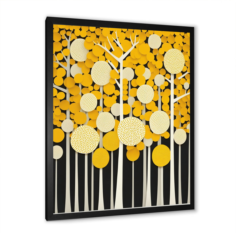 «Abstract Yellow Forest Minimal Art I», reproduction sur toile, H 32 po x l 16 po x P 1 po, Cadre simple noir