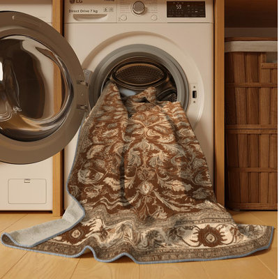 Machine Washable Persian Brown Area Rug