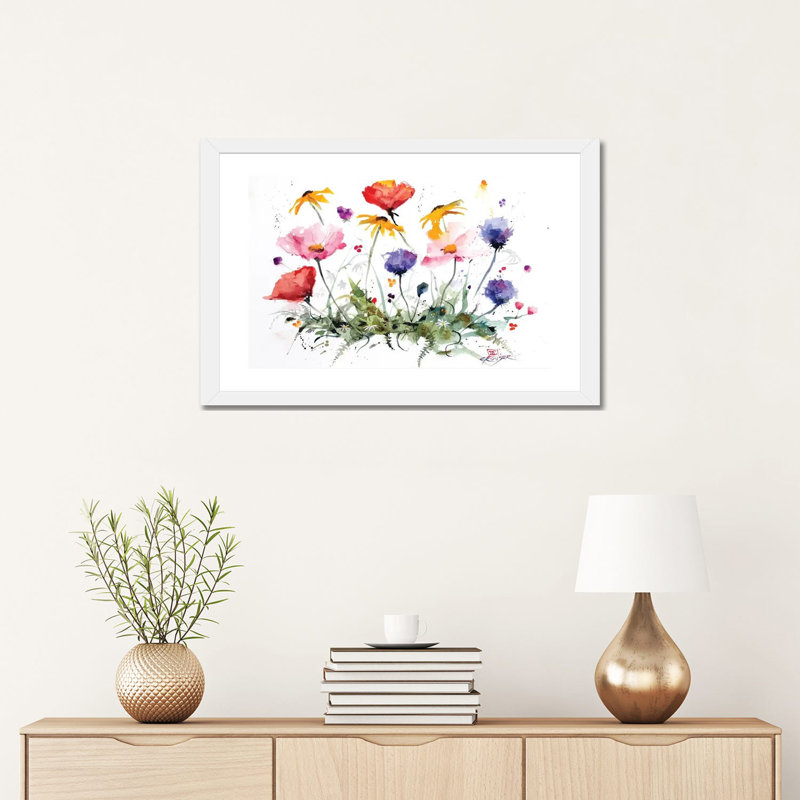 « Wildflowers » par Dean Crouser, reproduction d’art, H 16 po x l 24 po x P 1 po, Papier encadré blanc, Blanc