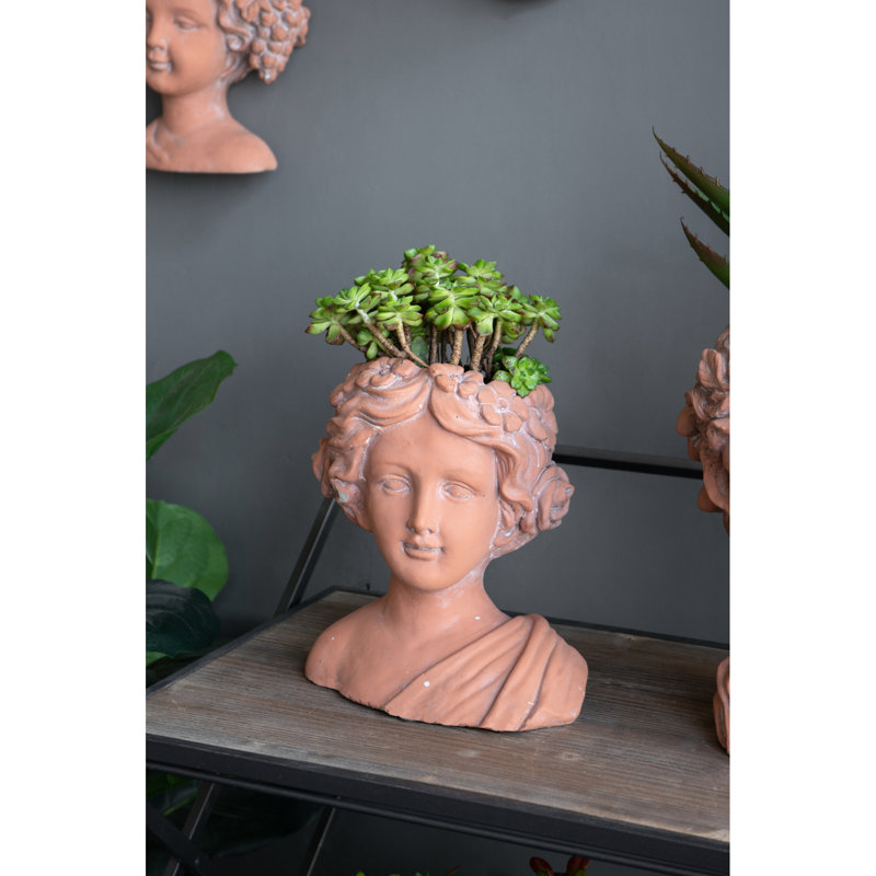 Pot à fleurs en ciment 9,34 lb - brun, style grec pour les jardins, style brun, idéal pour les ornements de jardin