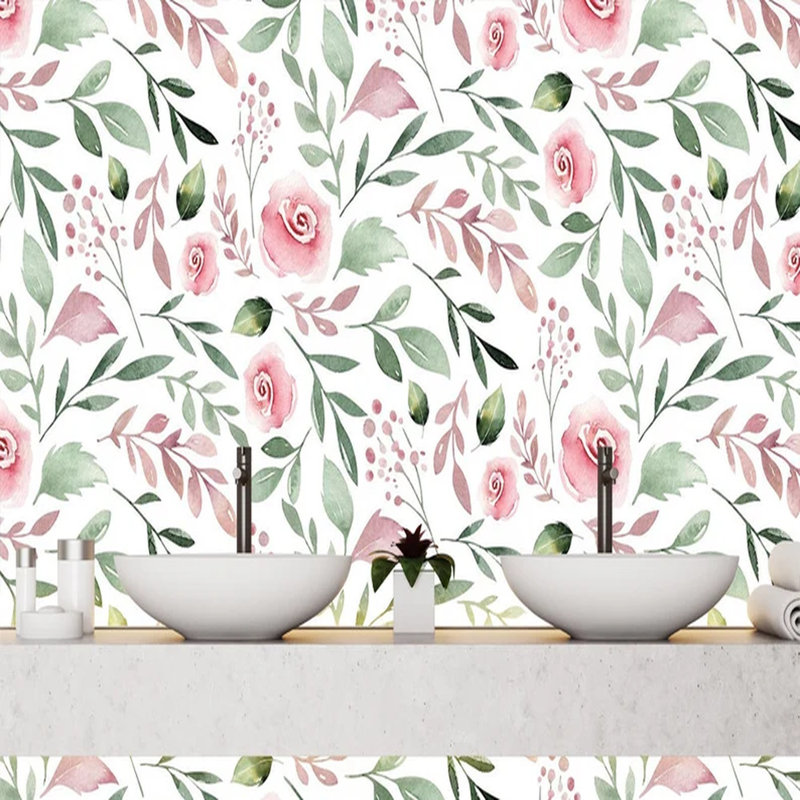 Blossom Breeze - Aquarelle jardin romantique, L 108 po x l 96 po