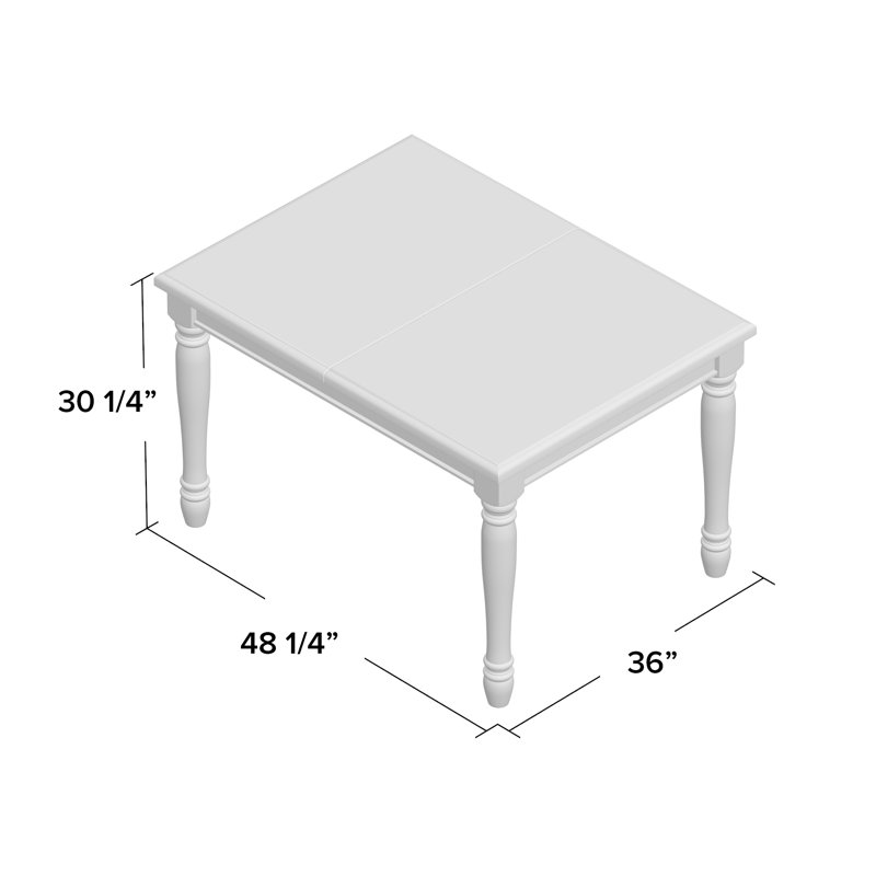 Giulia 6 - Person Extendable Solid Wood Top Four Leg Dining Set, Off-White, Off-White