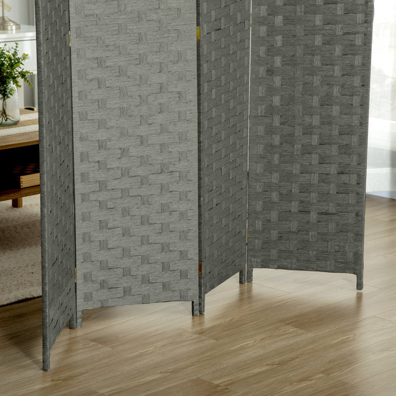 159.5cm W x 169.5cm H 4 - Panel Solid Wood Folding Room Divider, Grey