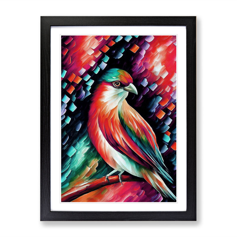 Bird Portrait No.4 - Print, 66cm H x 48cm W x 2cm D, Black Framed, White
