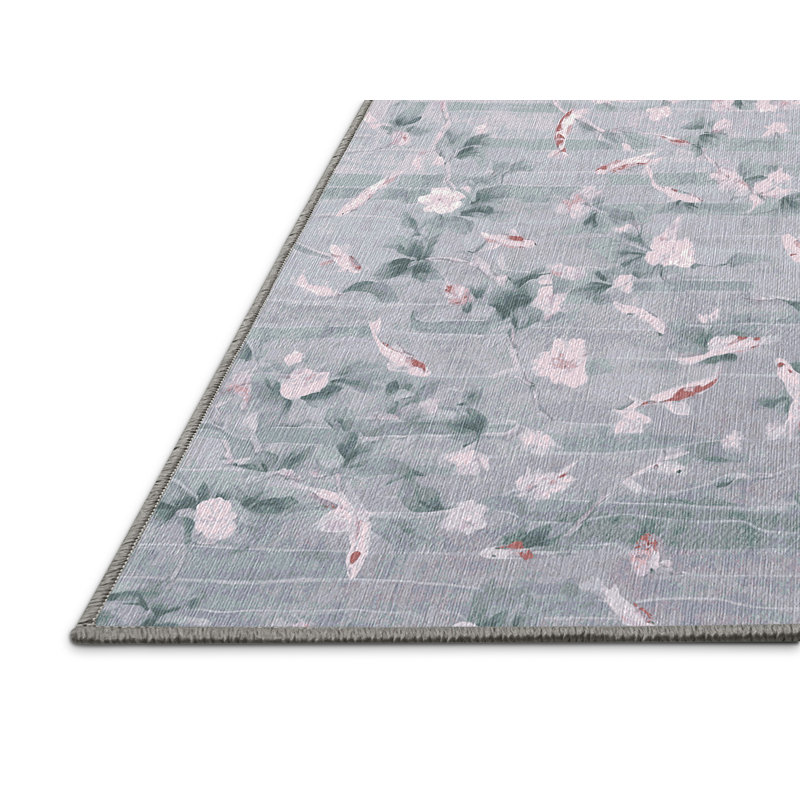Tapis gris lavable à la machine, Rectangulaire 3 pi x 5 pi