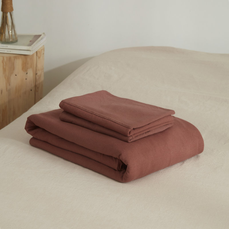 VCLIFE Luxury Soft 100% Cotton Duvet Cover Set, Brick Red, Twin XL Duvet Cover + 2 Pillowcases