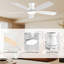 Ventilateurs de plafond de 52 po avec lumières à DEL et télécommande / commande, plafonnier encastré, moteur à courant continu réversible, ventilateur de plafond blanc à intensité variable 3 CCT, silencieux et moderne pour la chambre à coucher, utilisation intérieure / extérieure couverte-117580841-117580840
