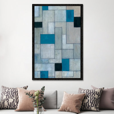 Grey Matters Black And Blue by Stephen Cimini - Painting on Canvas
