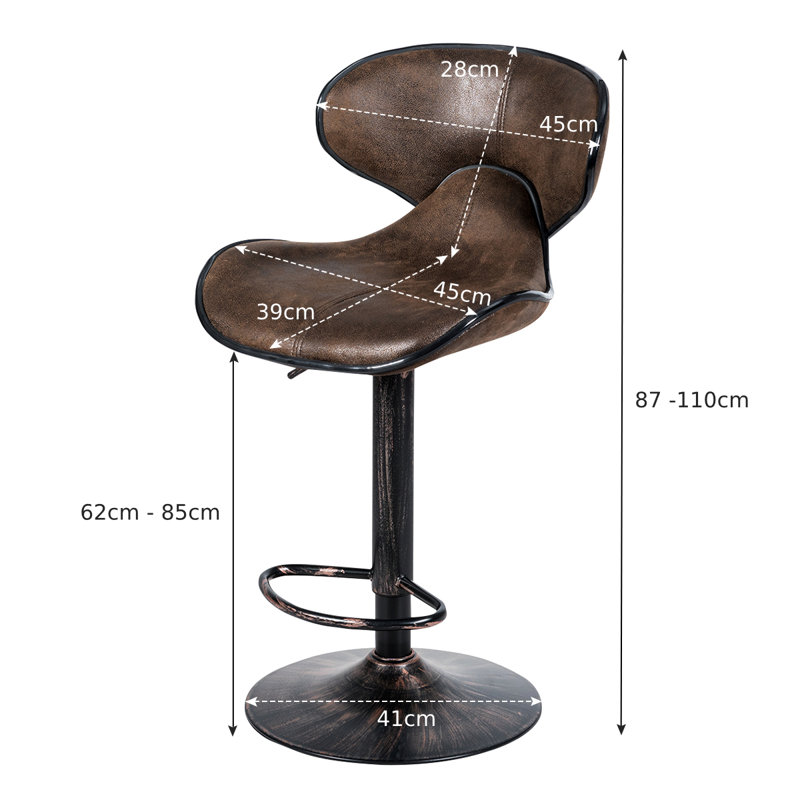 Emilio Swivel Upholstered Adjustable Height Bar Stool with Steel Frame