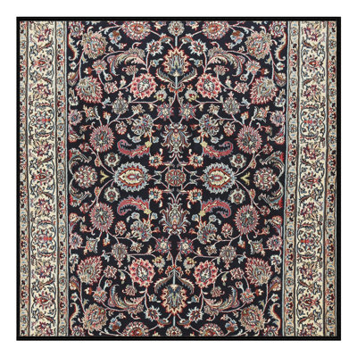 Tapis noir/bleu vert/gris traditionnel