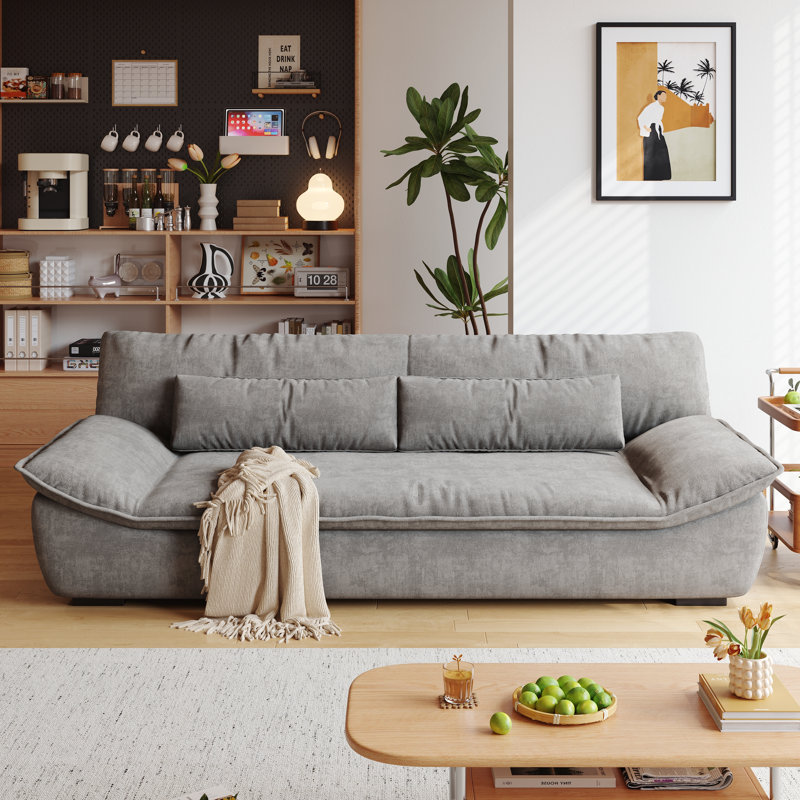 86.61"D sofa bed backrest can be adjusted in three levels, and the fabric can also be disassembled and washed, Gray