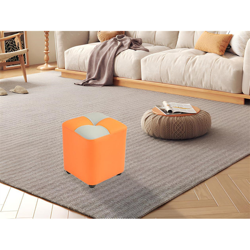 Tabouret d'appoint Evetts, Orange, Orange et gris