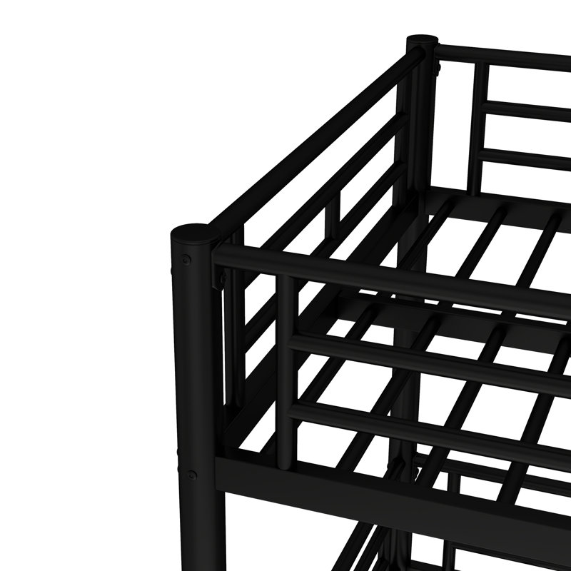 Lit superposé triple en métal noir pour lit simple au-dessus d'un lit double, peu encombrant et confortable pour les chambres d'amis