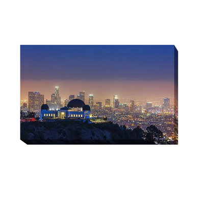 «L.A. «Skyline with Griffith Observatoire», reproduction de photo sur toile tendue