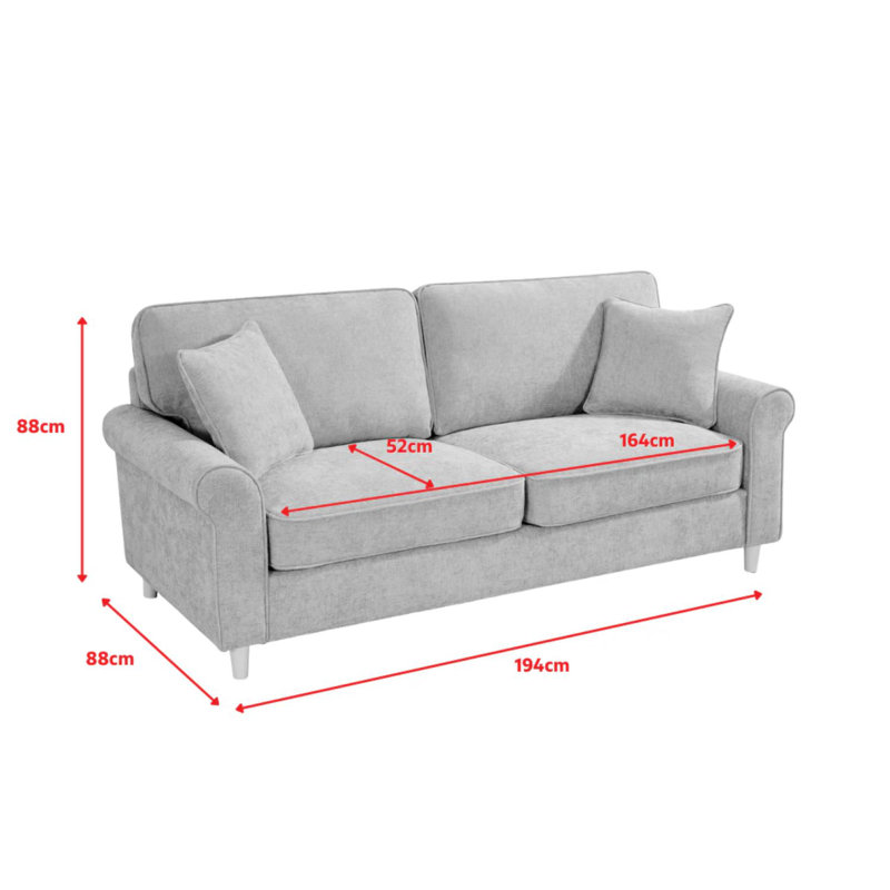 Howland 3 Seater Chenille Sofa, 3, Dark Grey