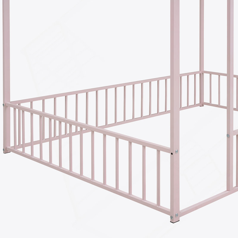 Structure de lit en métal avec clôture, idéale pour les enfants, les adolescents, les filles et les garçons pour profiter d'un espace de sommeil et de jeu sécuritaire et amusant
