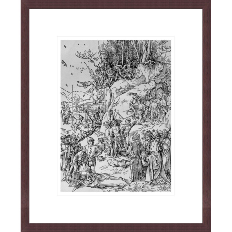 Le martyre des dix mille Chrétiens sur le Mont Ararat (gravure sur bois) par Albrecht Dürer, impression giclée sur cadre