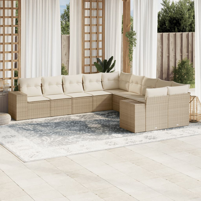 Ensemble de canapé de jardin Vidaxl beige, blanc crème