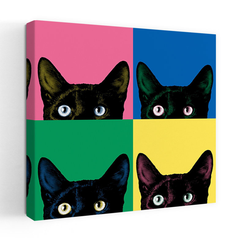 Art de chat contemporain Curiosity Pop, H 18 po x l 18 po